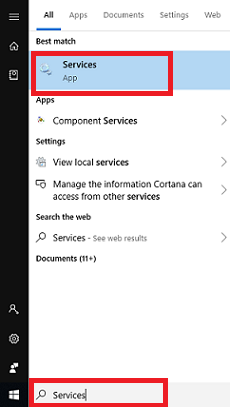 open services on Windows 10