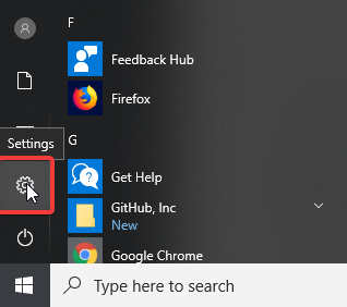 windows 10 settings option