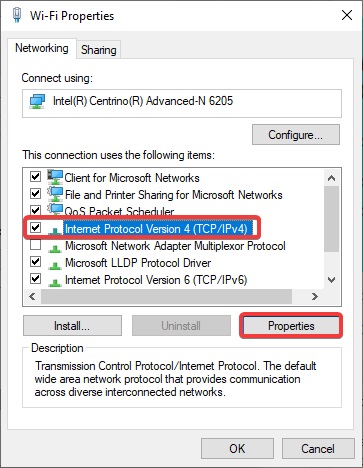 Internet Protocol Version properties to Fix Wi-Fi Not Working on Laptop